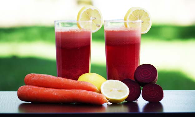 Two Glasses of Carrot, Beet Juice a Healthy Natural Cure for Allergies.