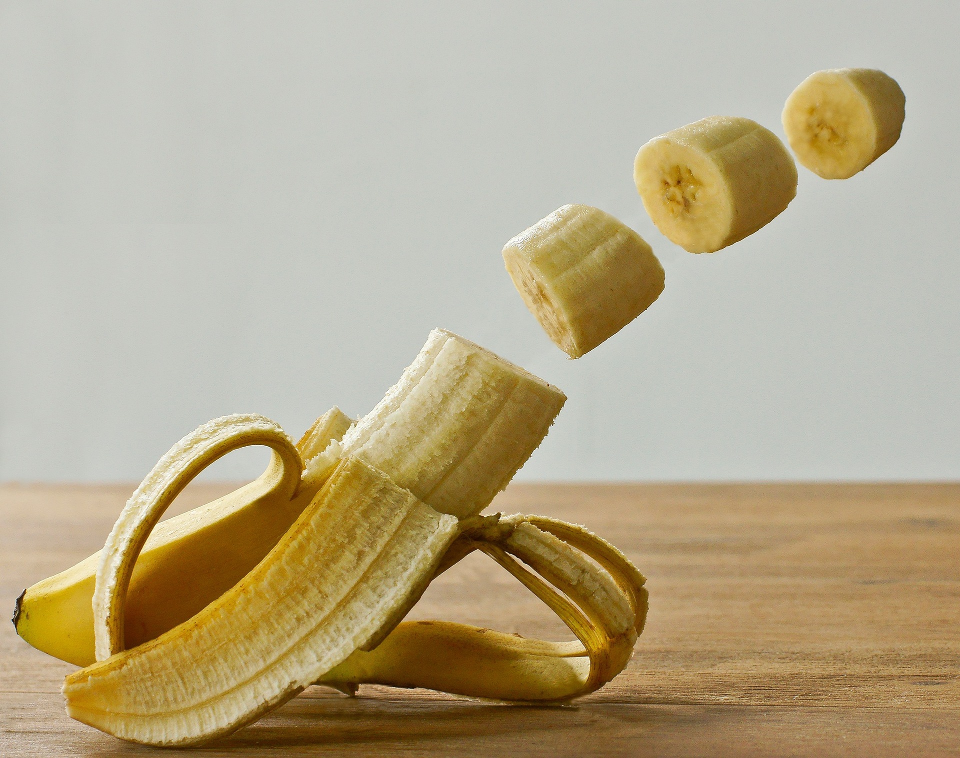 Cut banana representing impotence.