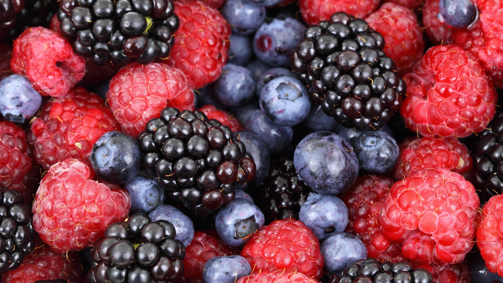 Blackberries, blueberries and raspberries